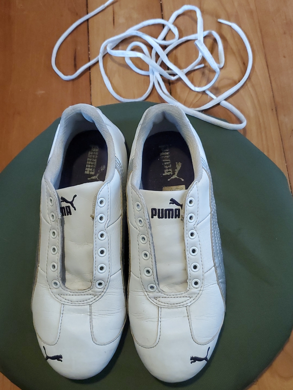 Puma White Women's Low-Top Sneakers with Black Logo